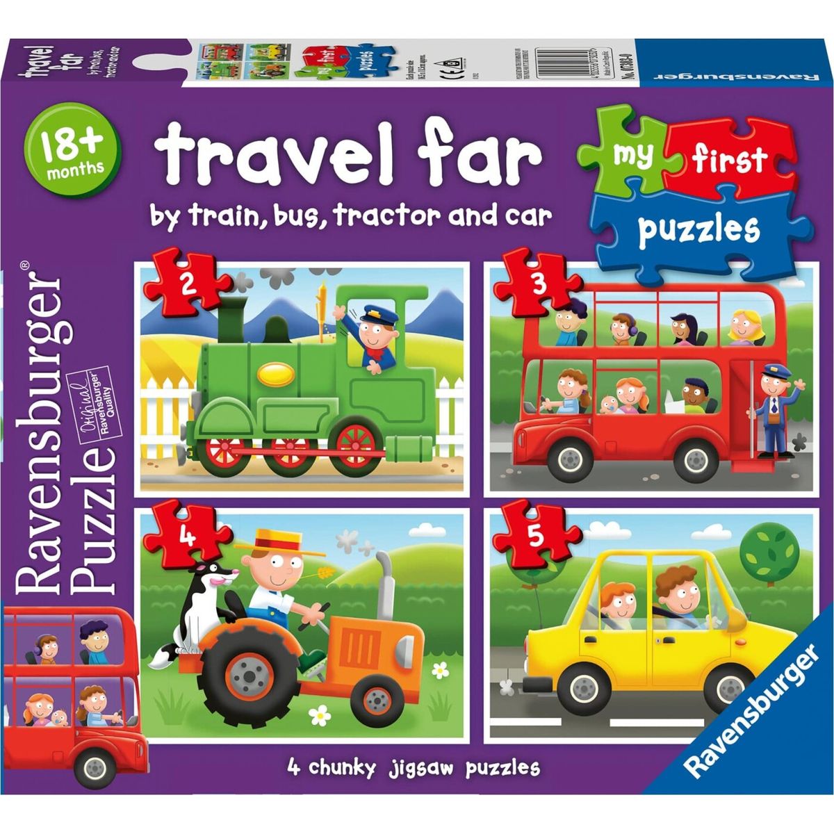 Ravensburger Puslespil - Travel Far - My First Puzzles - 4 Stk