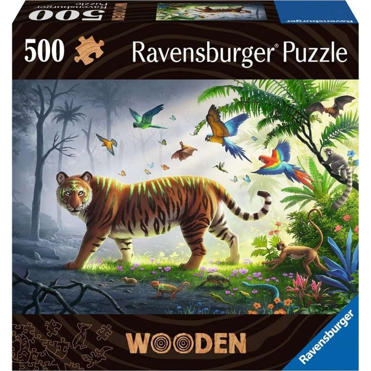 Ravensburger Puslespil - Tiger - Wooden - Træ - 500 Brikker