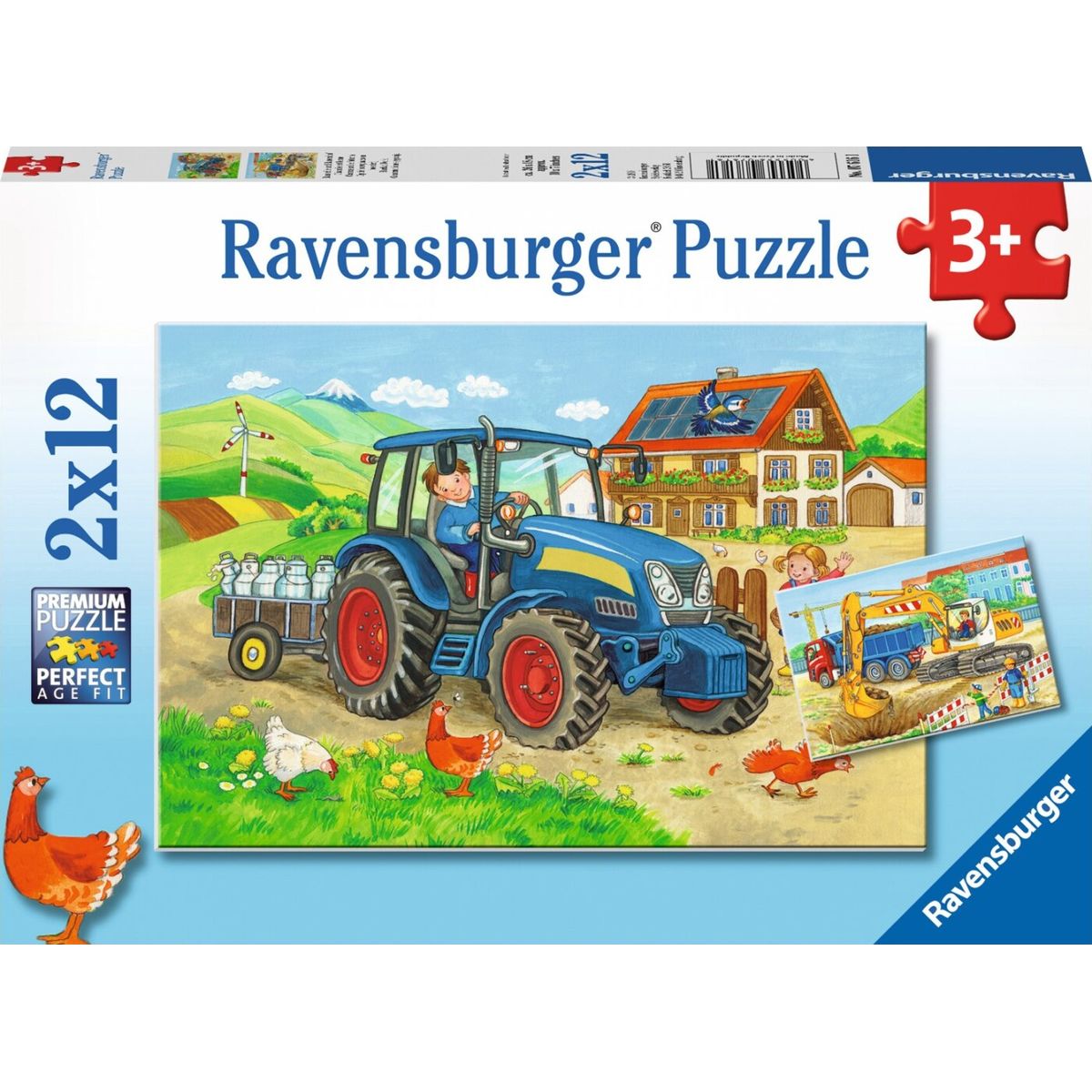 Ravensburger Puslespil - Maskiner På Landet - 2x12 Brikker