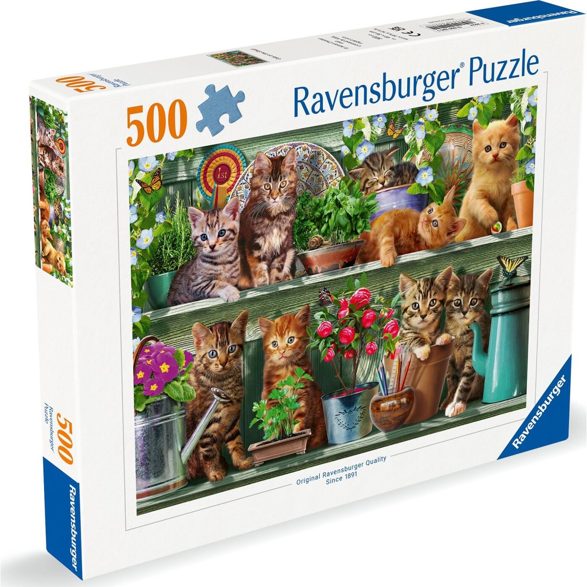 Ravensburger Puslespil - Cats On The Shelf - 500 Brikker