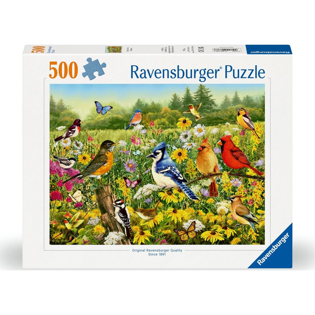 Ravensburger Puslespil - 500 Brikker - Fugle I Engen