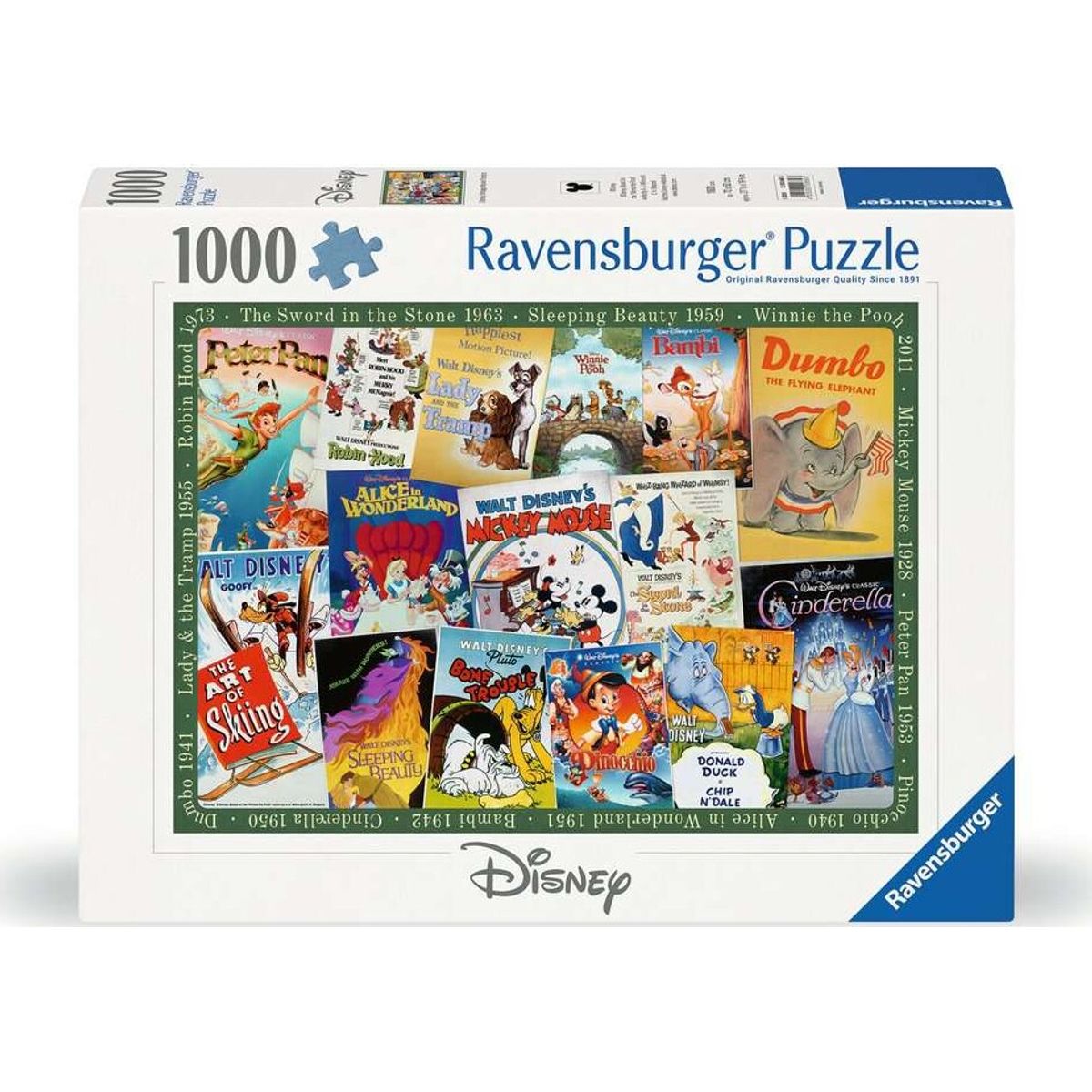 Ravensburger Puslespil - Disney Vintage Movie Poster - 1000 Brikker