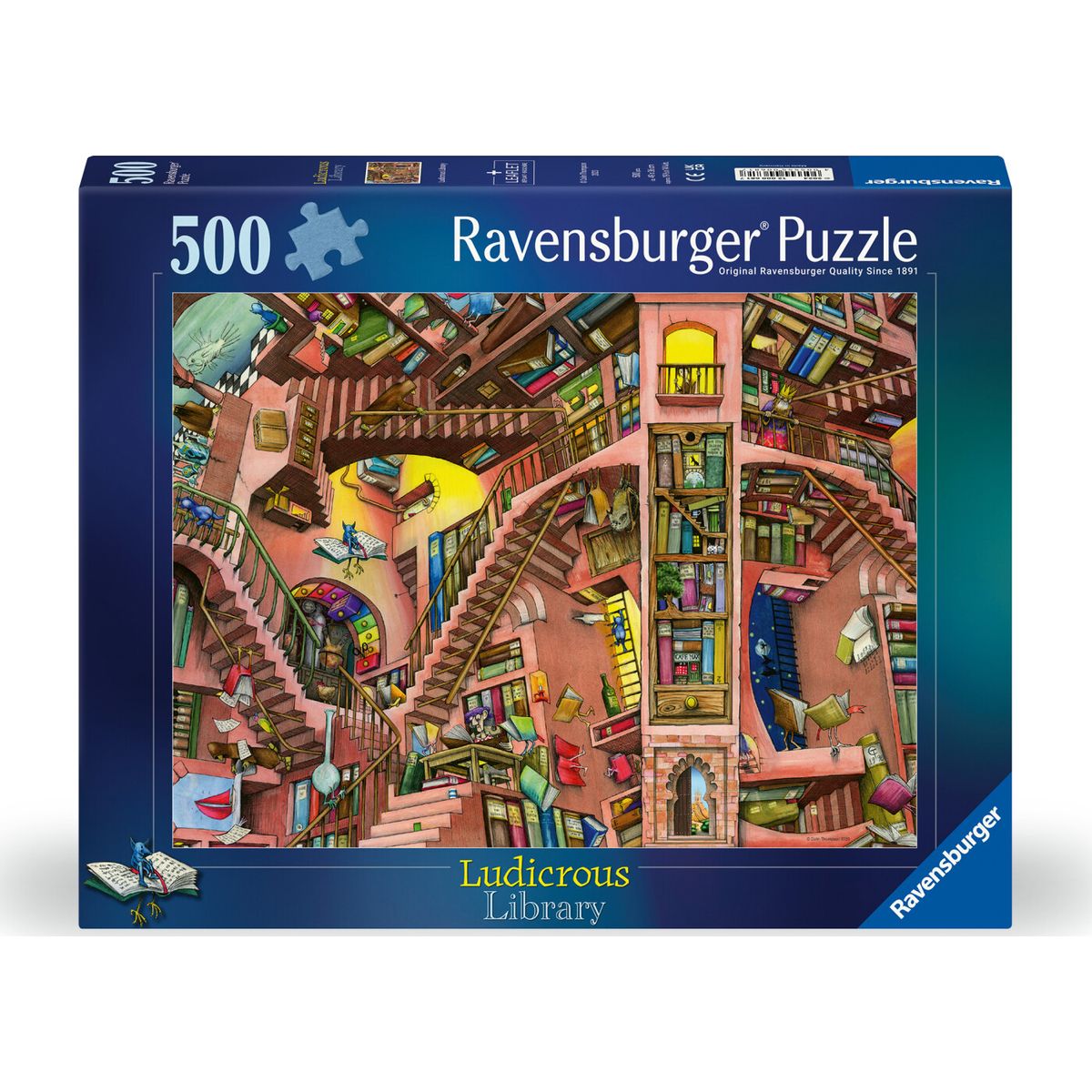 Ravensburger Puslespil - Ludicrous Library - 500 Brikker