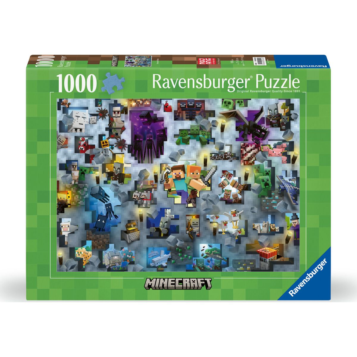 Minecraft Puslespil - Mobs - 1000 Brikker - Ravensburger