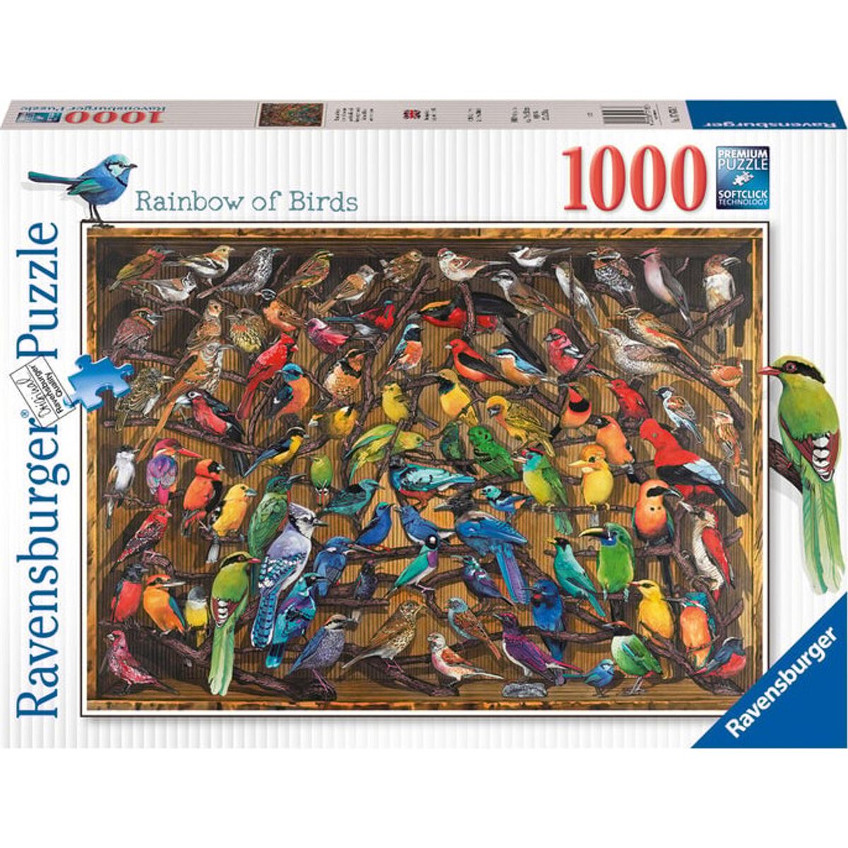 Ravensburger Puslespil - 1000 Brikker - Regnbue Af Fugle