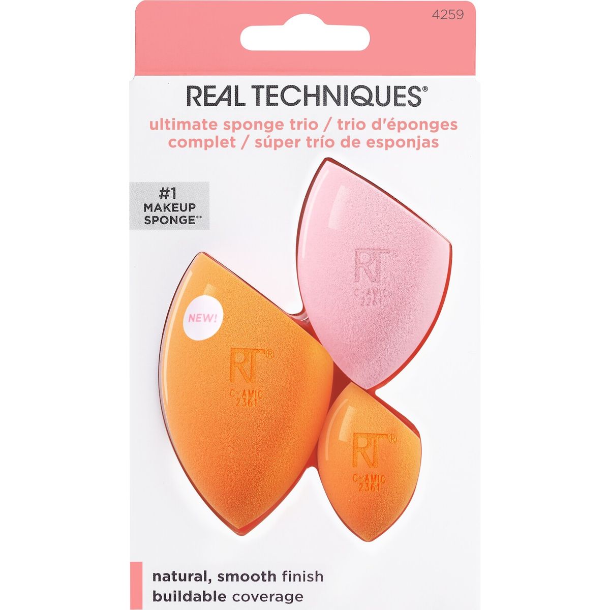 Real Techniques - Ultimate Sponge Trio - Orange Og Rosa - 3 Stk