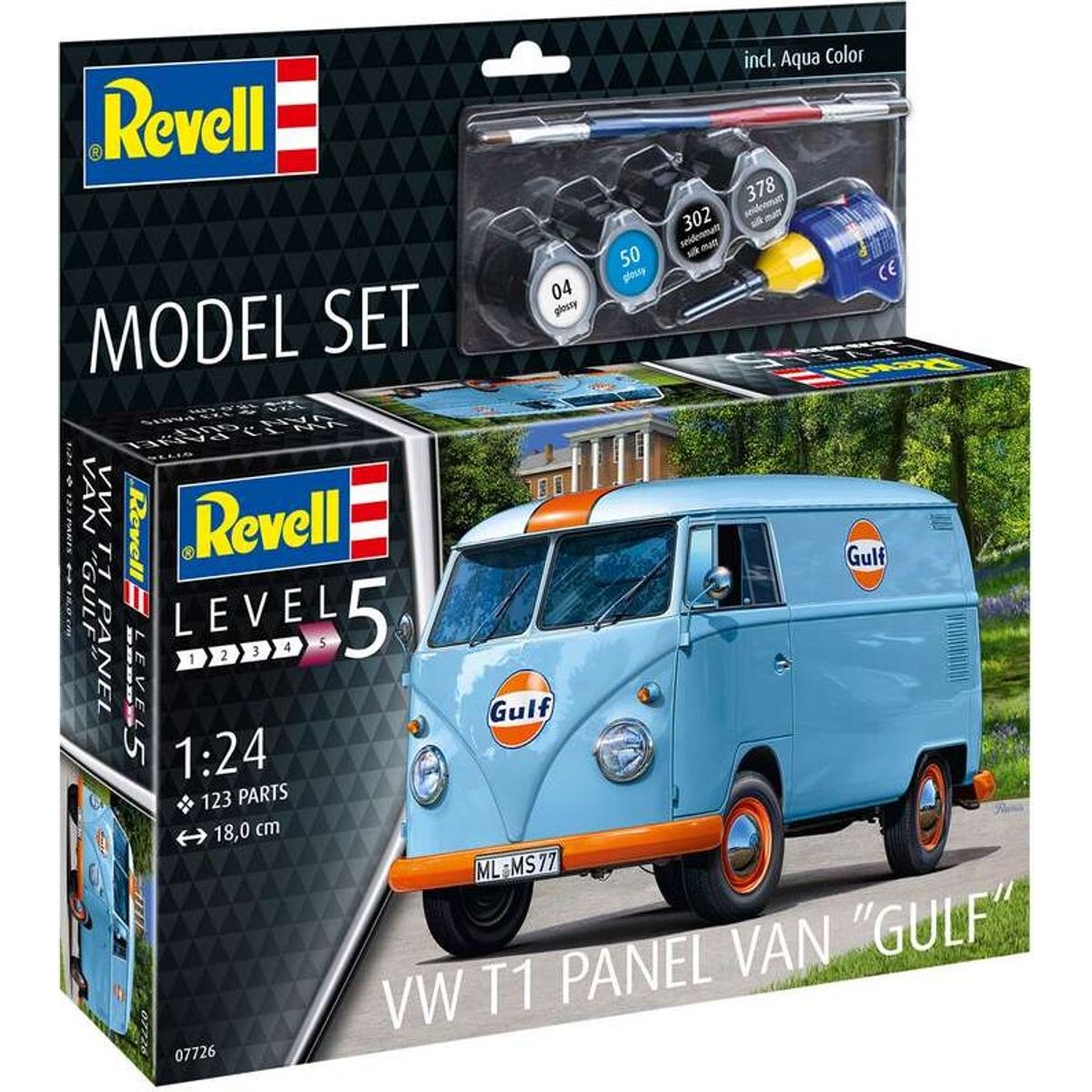 Revell - Vw T1 Panel Van Gulf Modelbil - 1:24 - Level 5 - 67726