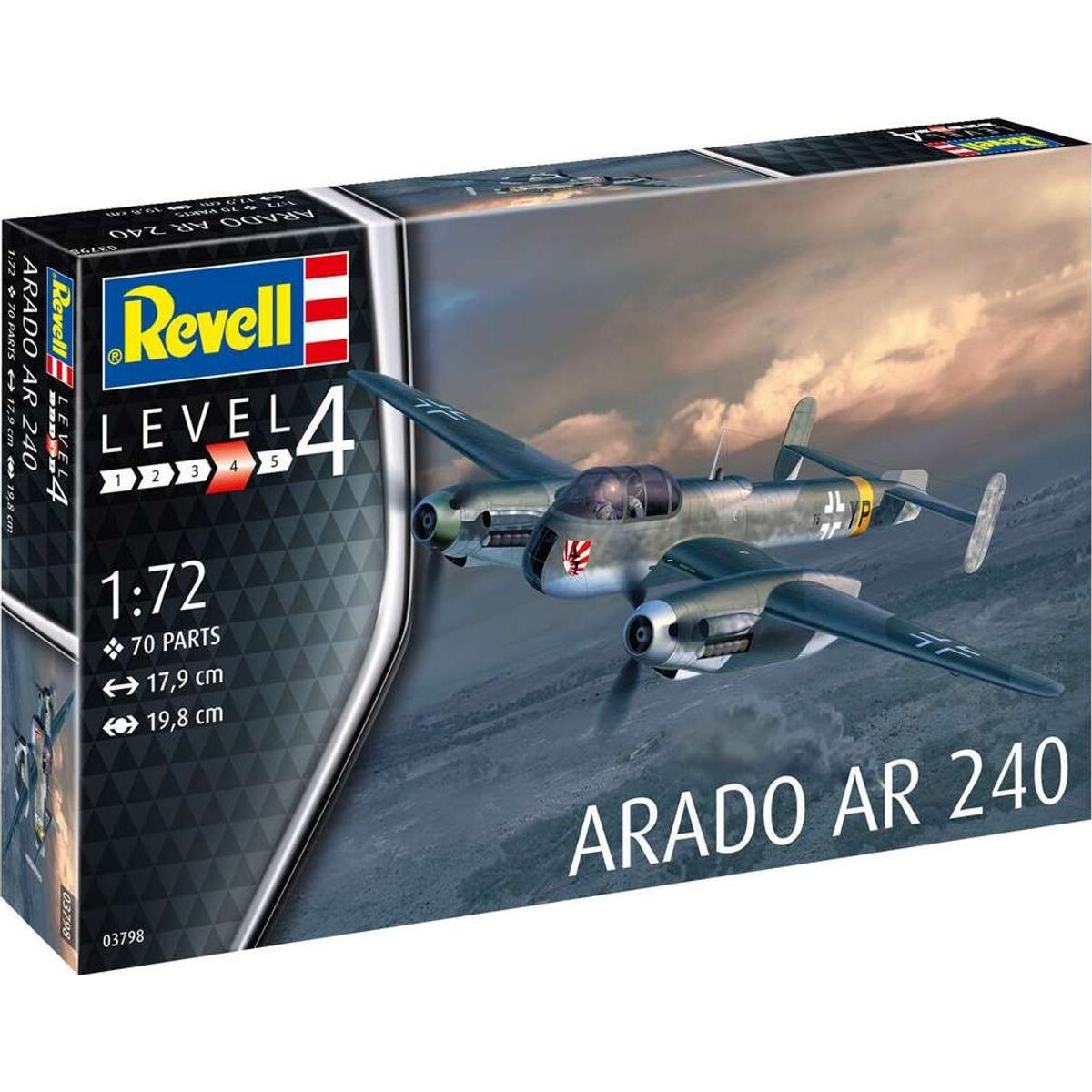 Revell - Arado Ar-240 Modelfly Byggesæt - 1:72 - Level 4 - 03798