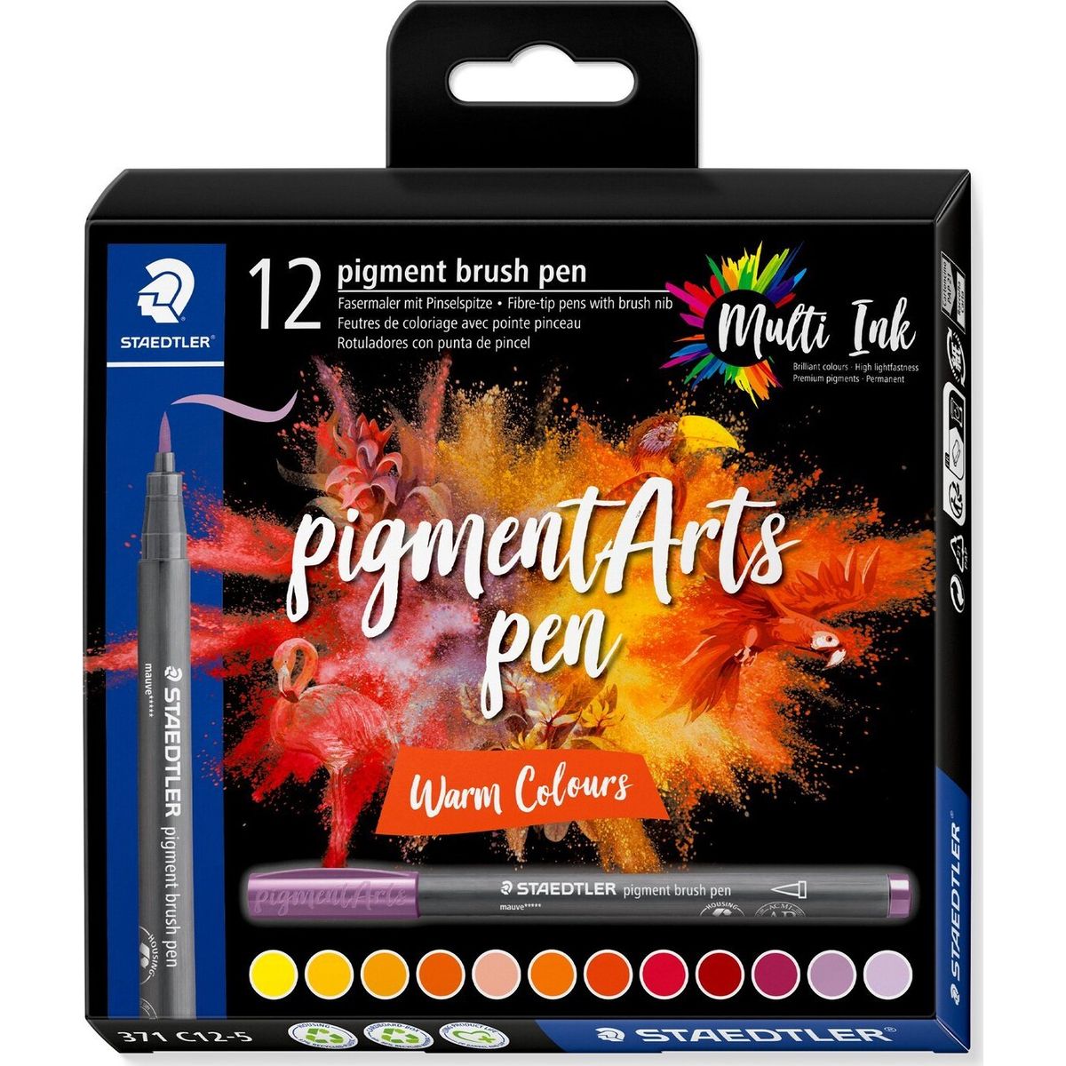 Staedtler - Pigment Arts Brush Pen Tusser - Varm - 12 Farver