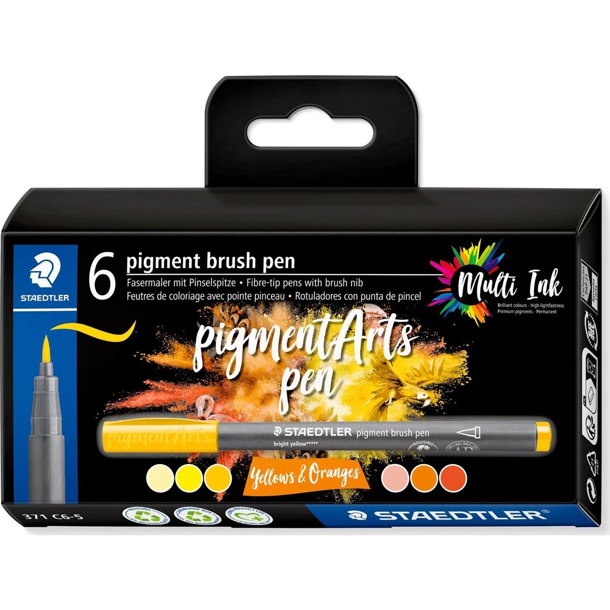 Staedtler - Pigment Arts Brush Pen Tusser - Gul Og Orange - 6 Farver