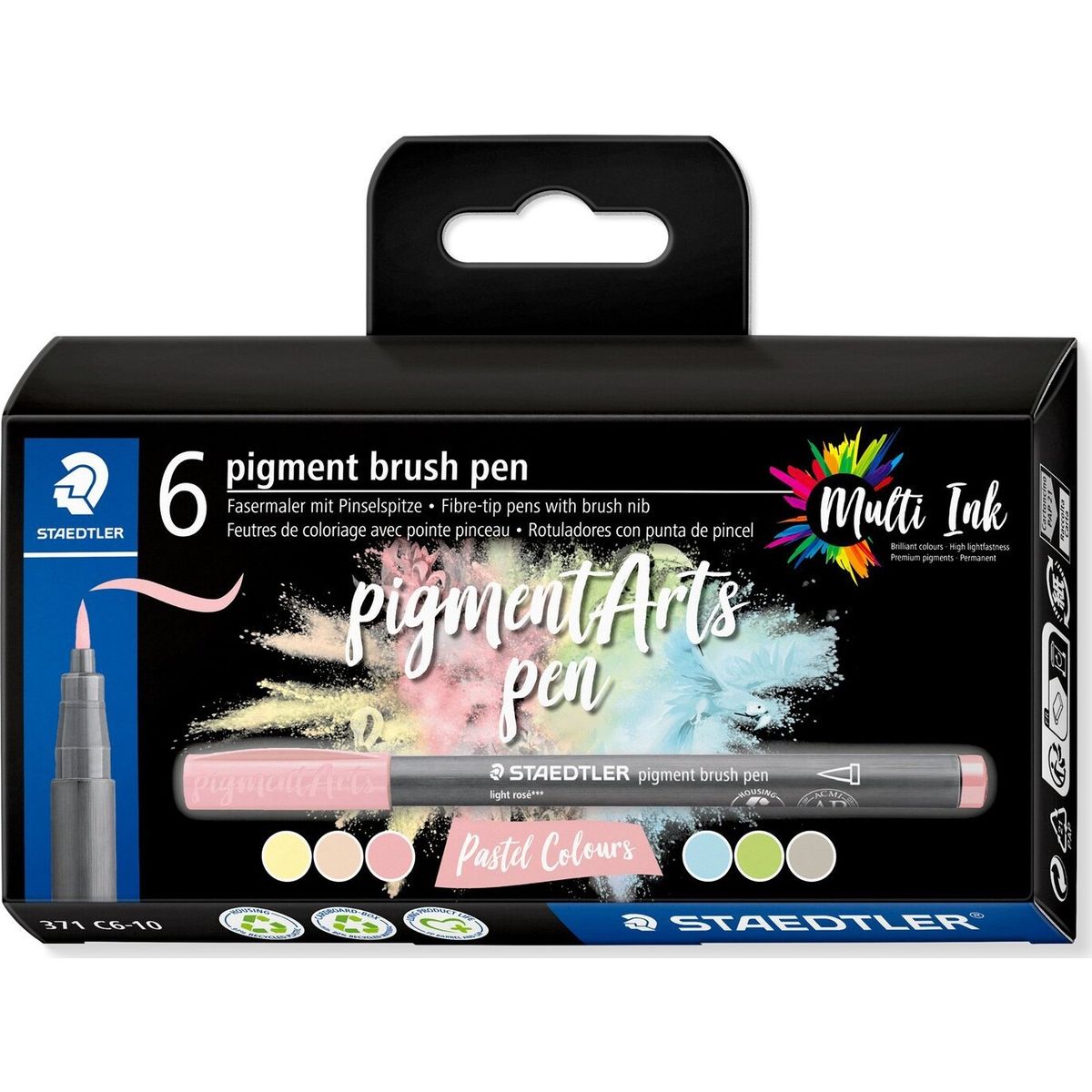 Staedtler - Pigment Arts Brush Pen Tusser - Pastel - 6 Farver