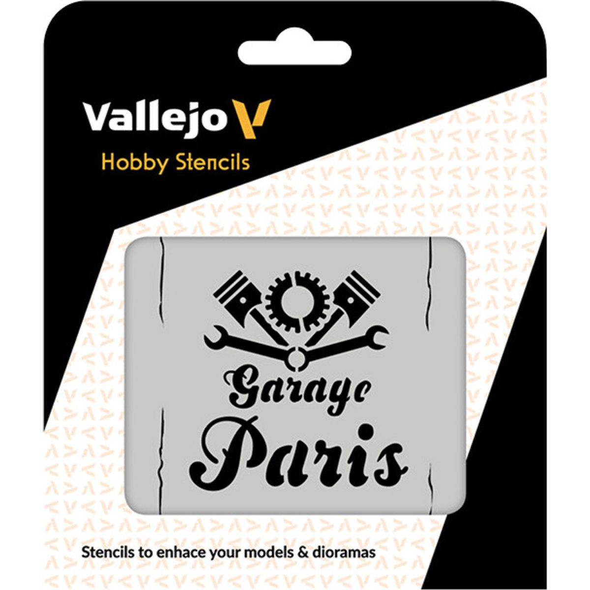 Vallejo - Hobby Stencils - Maleskabelon - Vintage Garage Skilt