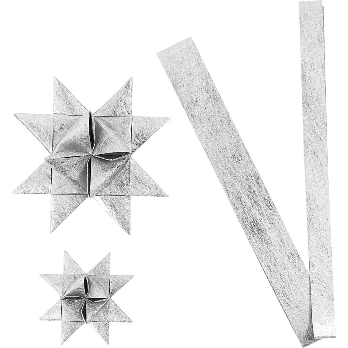 Stjernestrimler - L 44+78 Cm - ø 6,5+11,5 Cm - B 15+25 Mm - Sølv - 32 Strimler