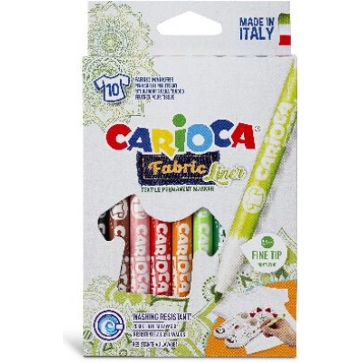 Carioca - Fabric Liner - Tekstiltusser - 2,6 Mm - 10 Farver