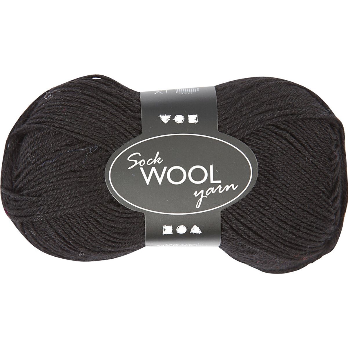 Strømpegarn - Uld+nylon - L 200 M - Sort - 50 G