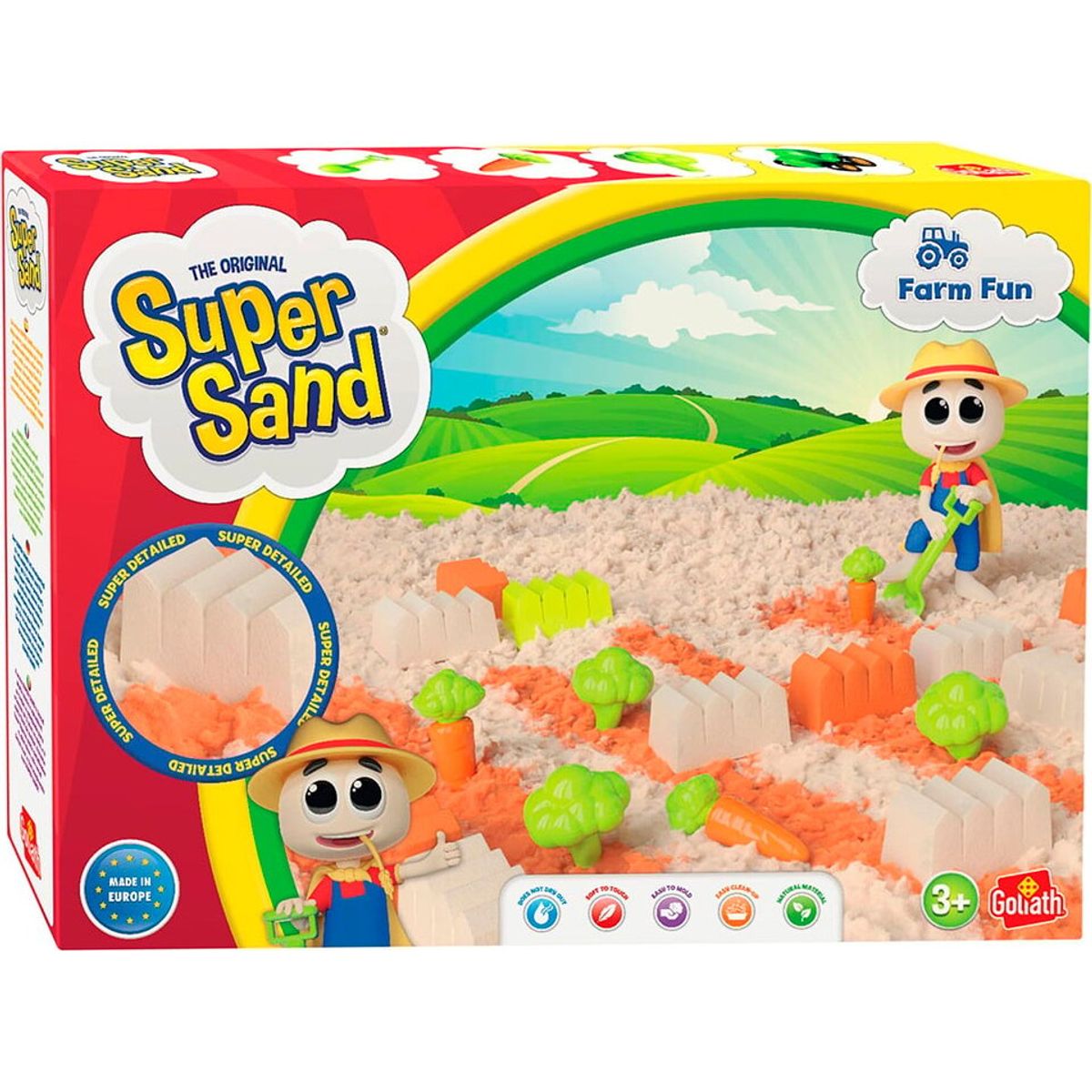 Super Sand - Farm Fun - Legesand Kuffert Sæt Til Børn