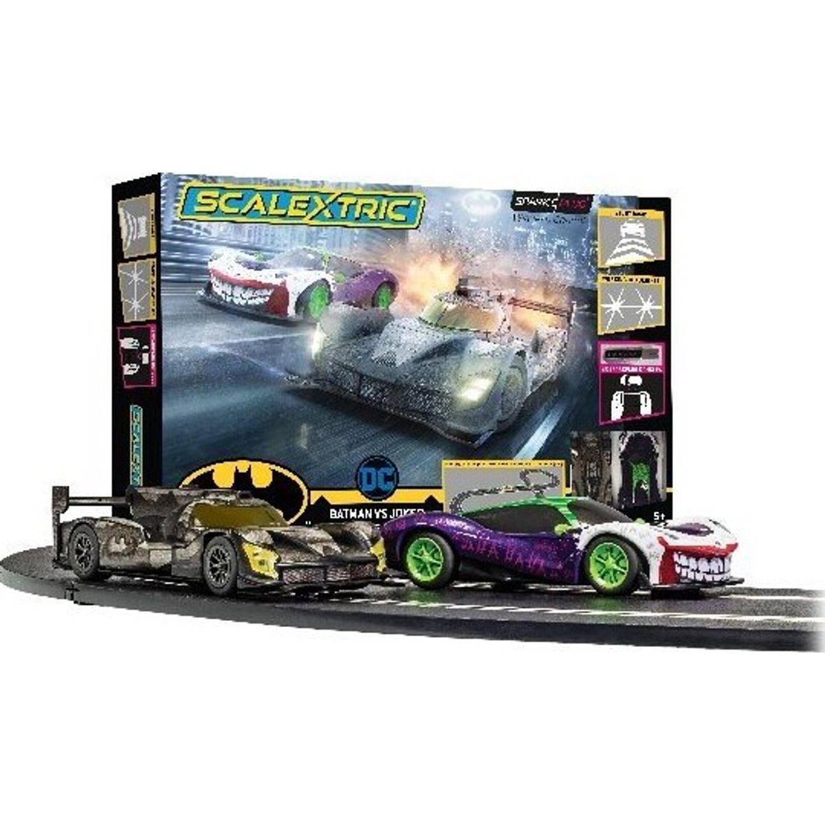 Scalextric Spark Plug - Batman Vs Joker Racerbane Sæt - C1415p