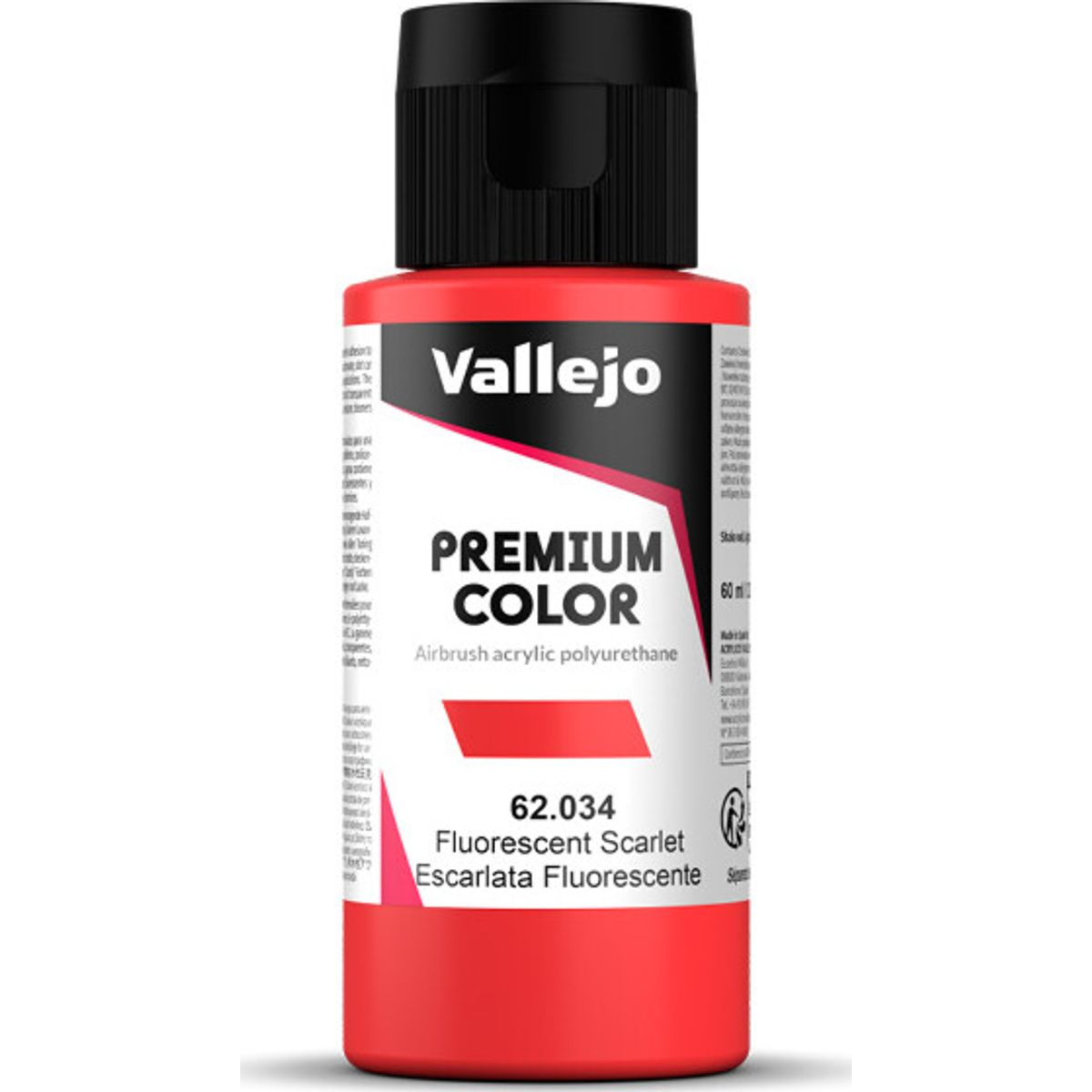 Vallejo - Premium Airbrush Maling - Scarlet Fluorescent 60 Ml