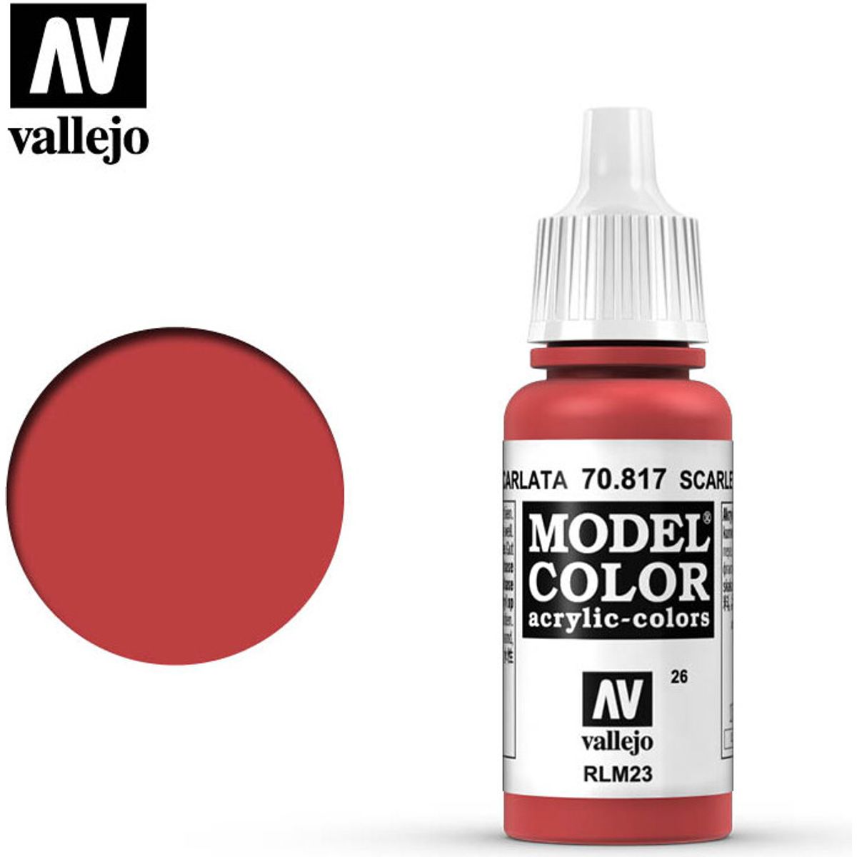 Vallejo - Model Color - Scarlet Mat - 17-18 Ml - 70817