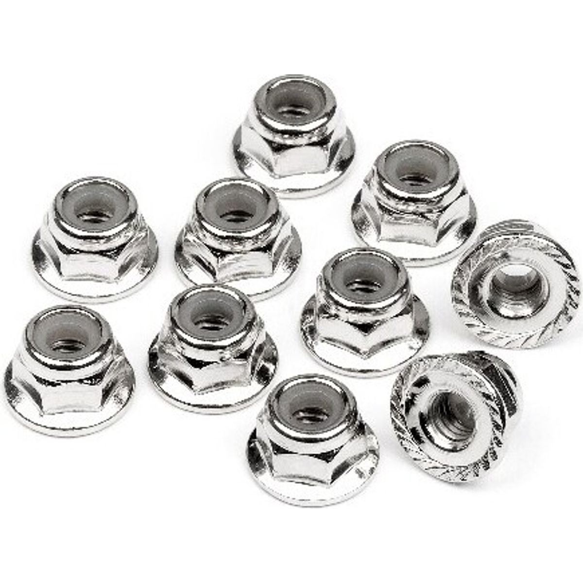 Serrated Flange Lock Nut M4 (silver/10pcs) - Hp103729 - Hpi Racing