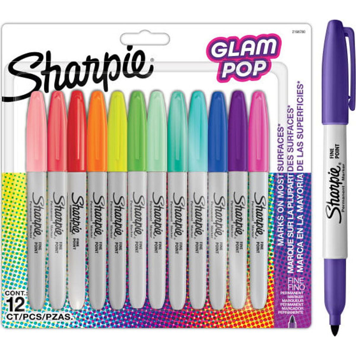 Sharpie - Permanent Marker Fine Glam Pop 12-blister (2198780)