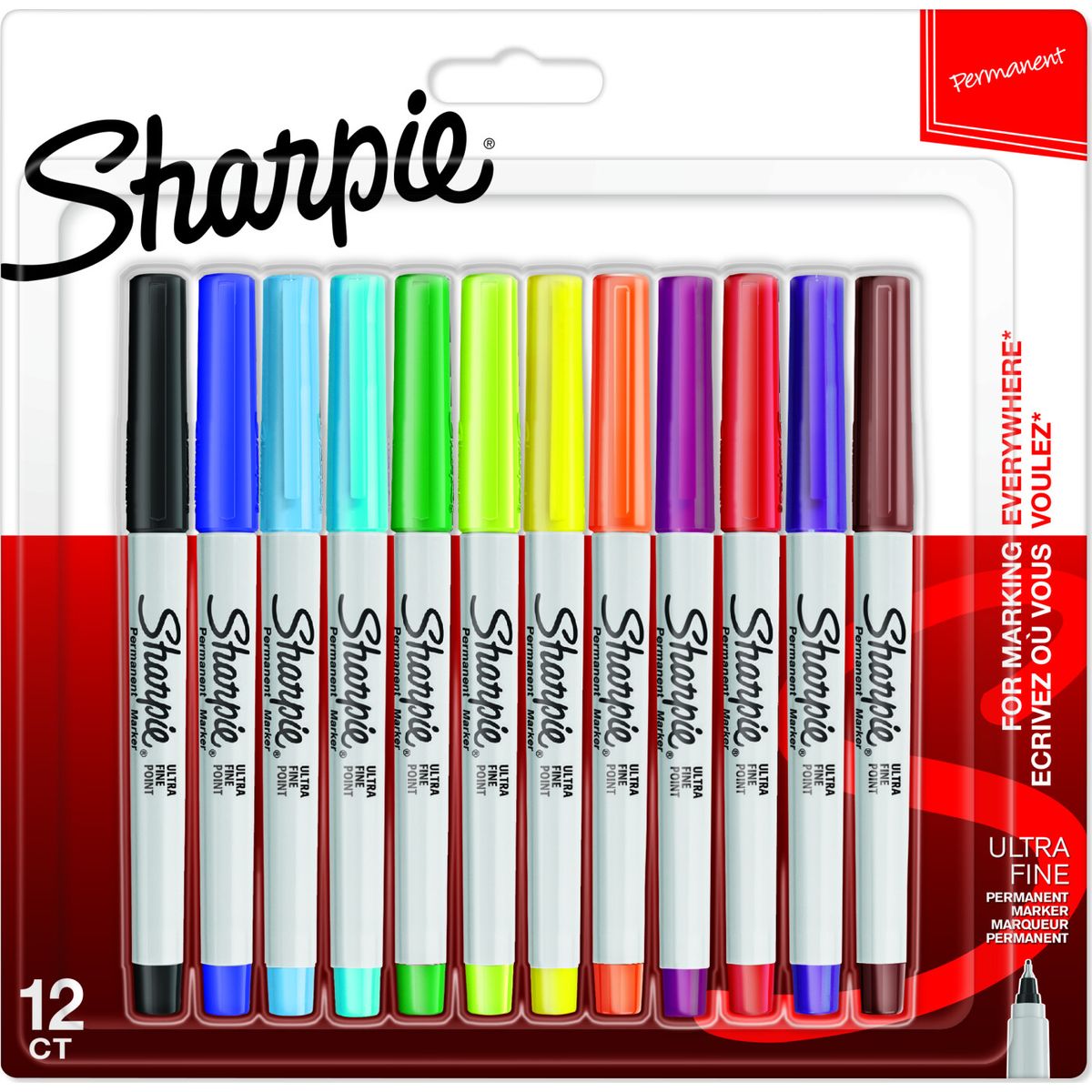 Sharpie - Tusser - Permanente - Ultra Fin - 12 Farver