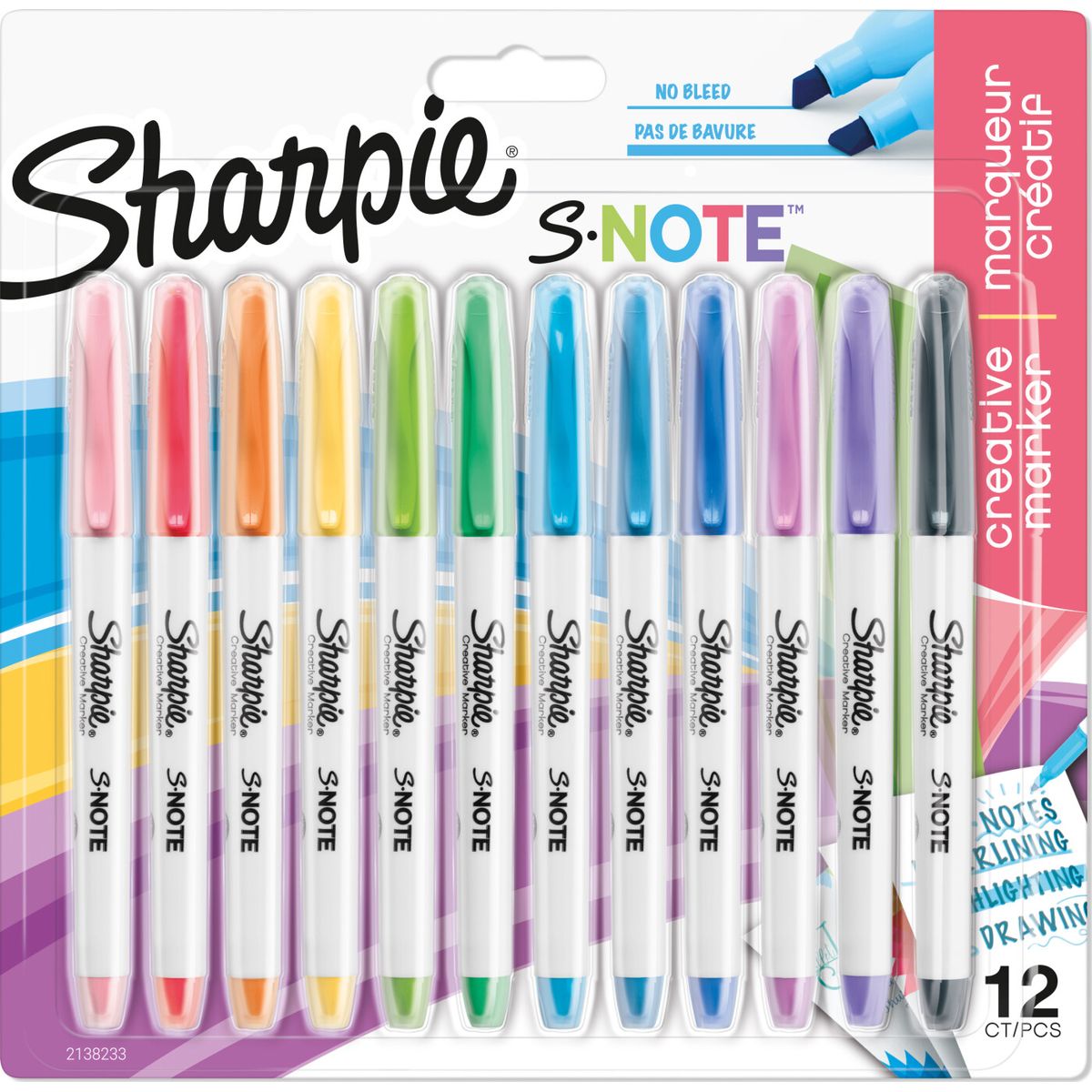 Sharpie - S-note Alsidig 2-i-1-spids (12 Styk)