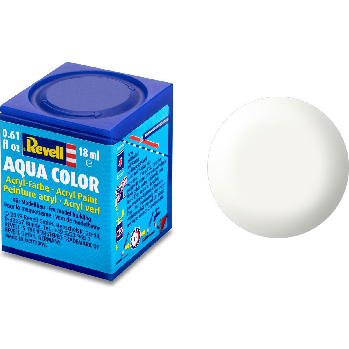 Revell - Maling - Aqua Color Silk White Acrylic - Ral 9010 - 18 Ml - 36301 - Revell