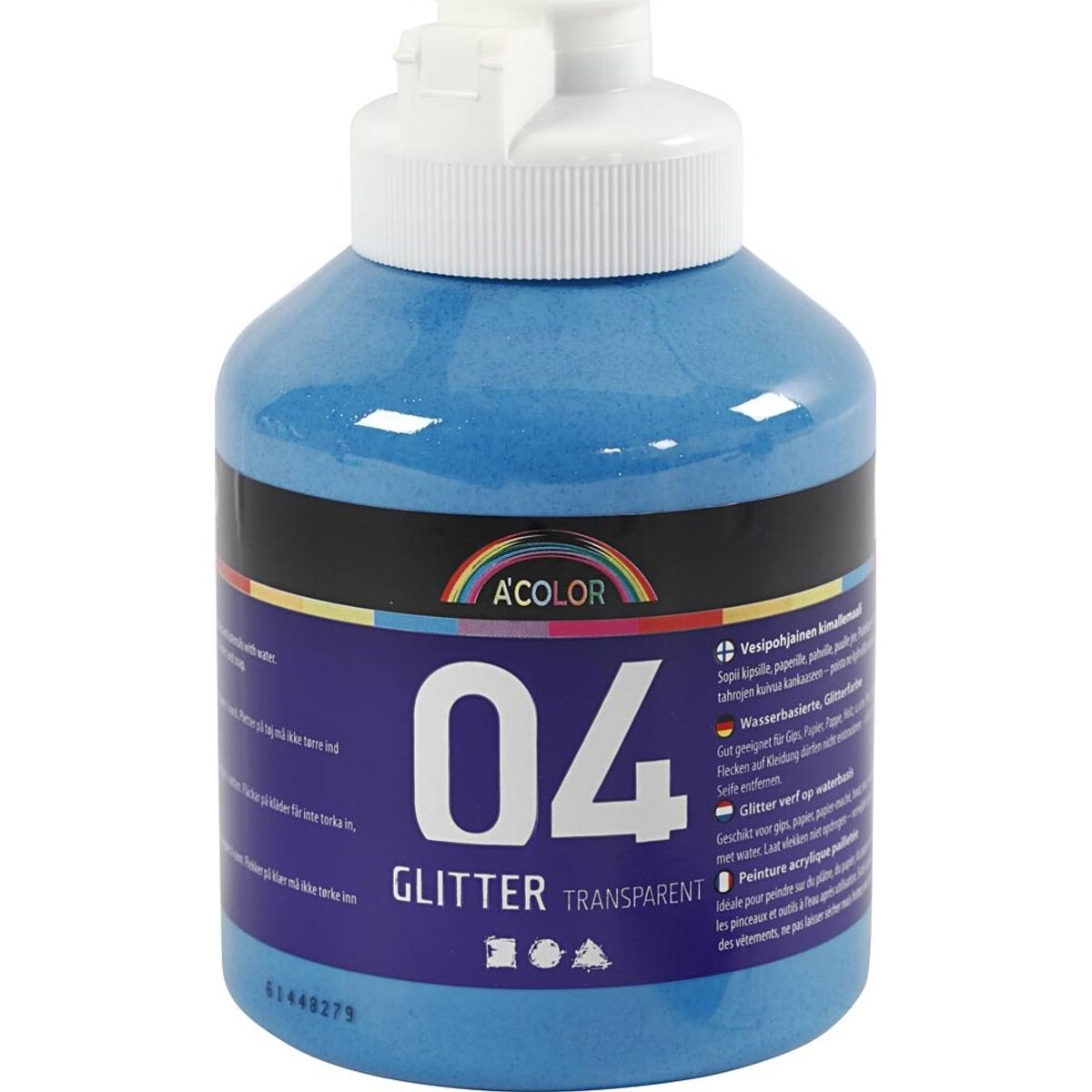 A-color - Skole Akrylmaling - Glitter - Blå - 500 Ml