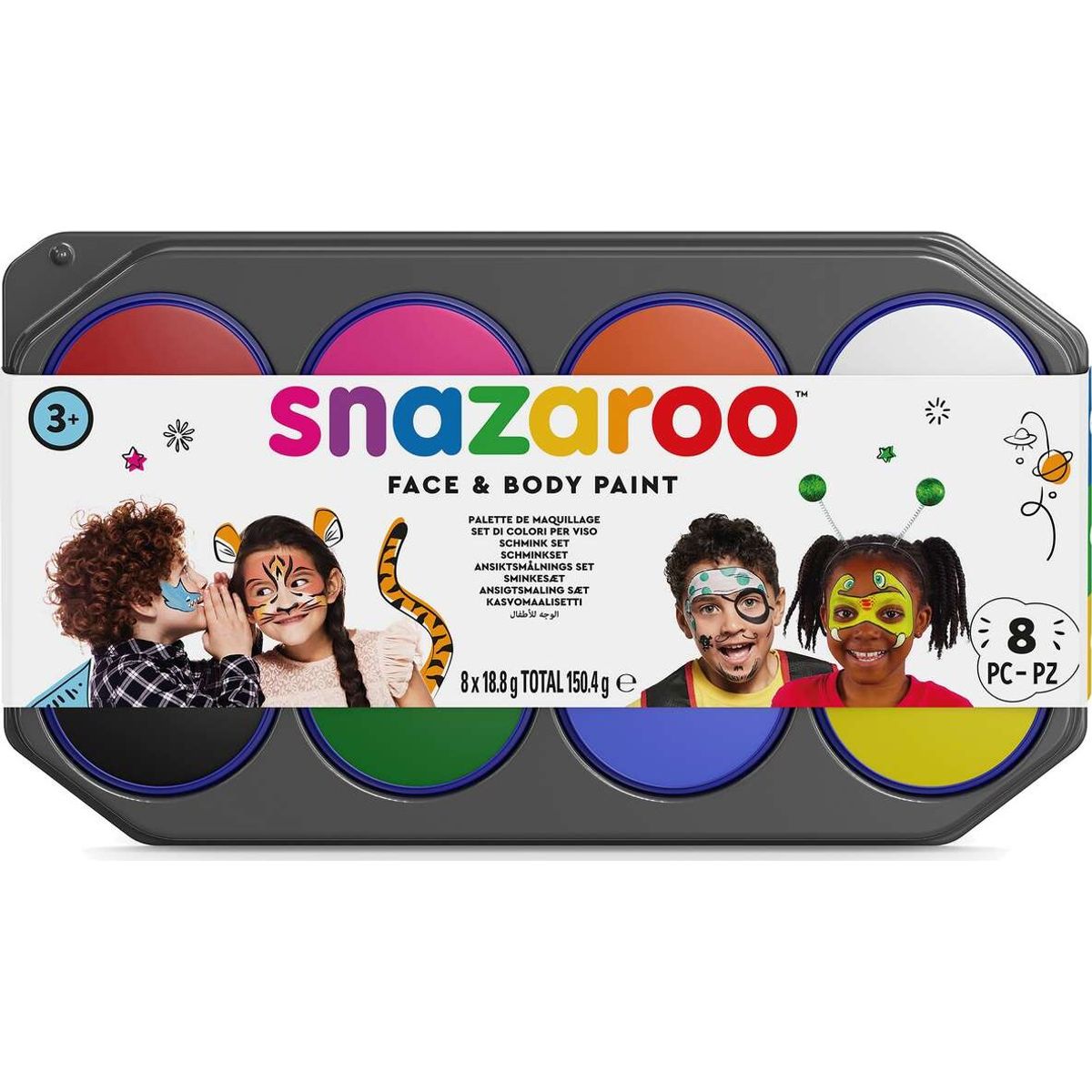 Snazaroo - Ansigtsmaling Palette Med 8 Farver