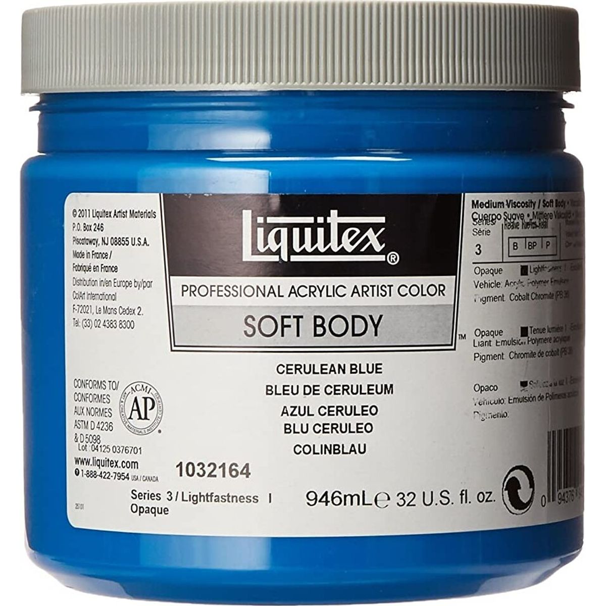 Liquitex - Akrylmaling - Soft Body - Cerulean Blue 946 Ml