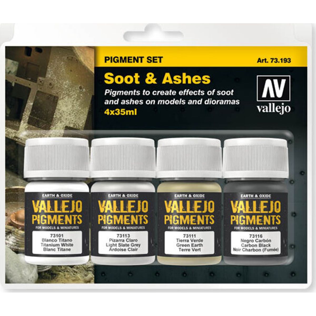 Vallejo - Pigments Sæt - Soot & Ashes - 4x35 Ml