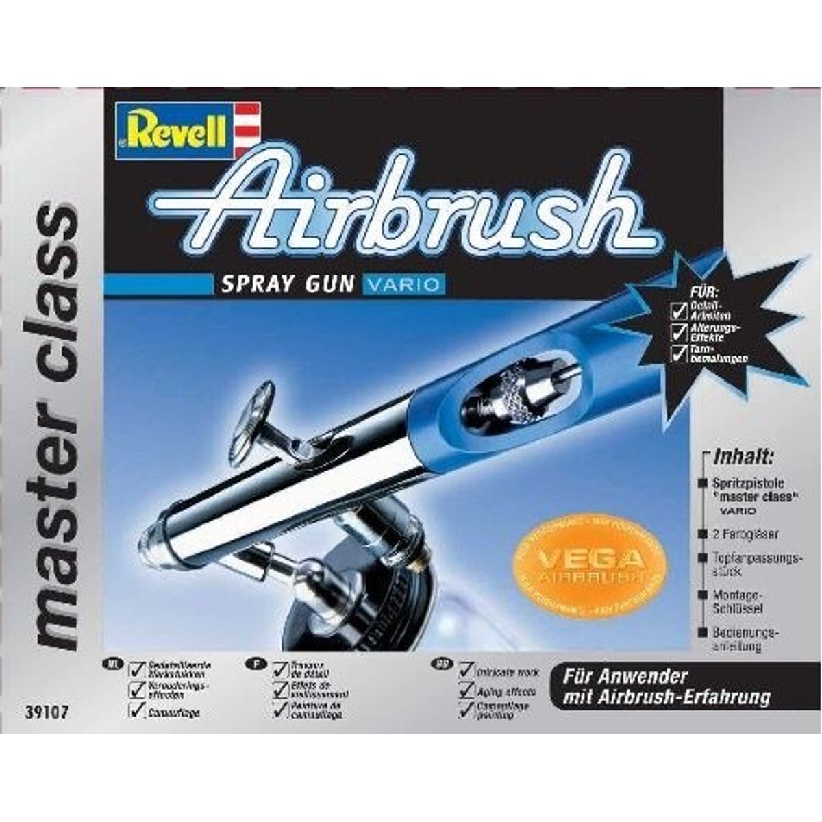 Revell - Master Class Airbrush Sprøjtepistol Sæt - Vario - 39107