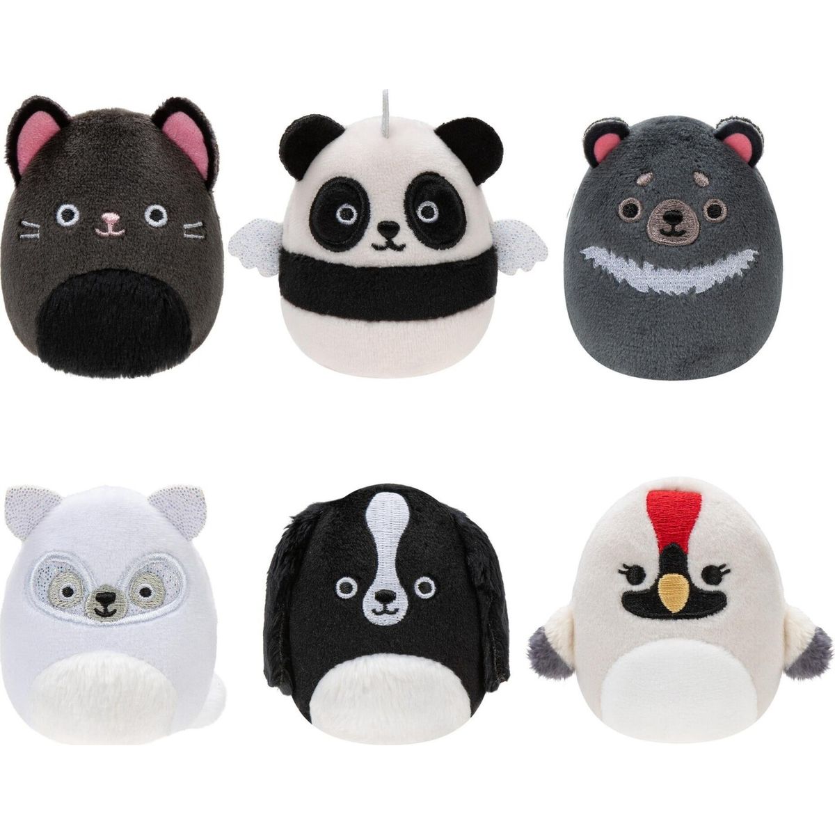 Squishmallows Bamser - Squishville Black And White Squad Series 7 - 6-pak