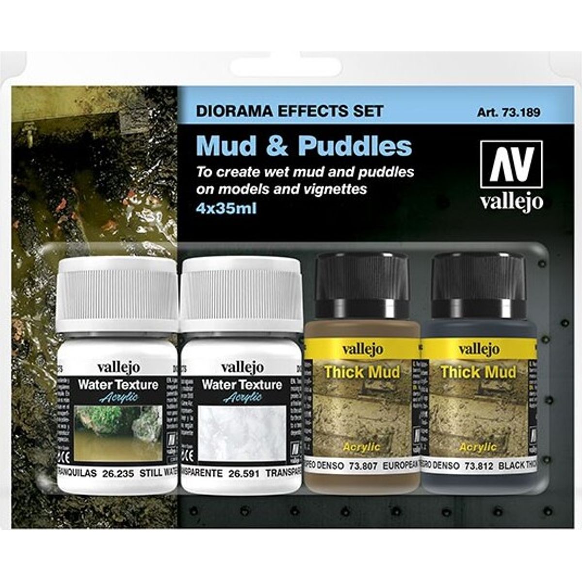 Vallejo - Mud And Puddles Maling Sæt - 4x35 Ml