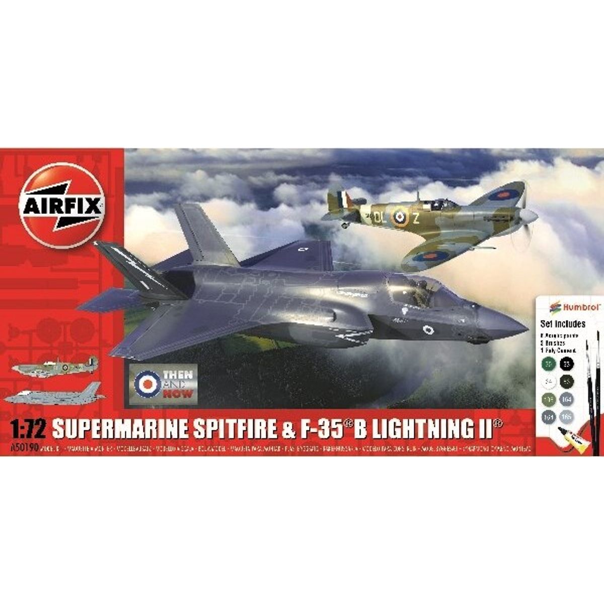 Airfix - Spitfire Mk Vc Og F-35b Lightning Ii Modelfly Byggesæt - 1:72 - A50190