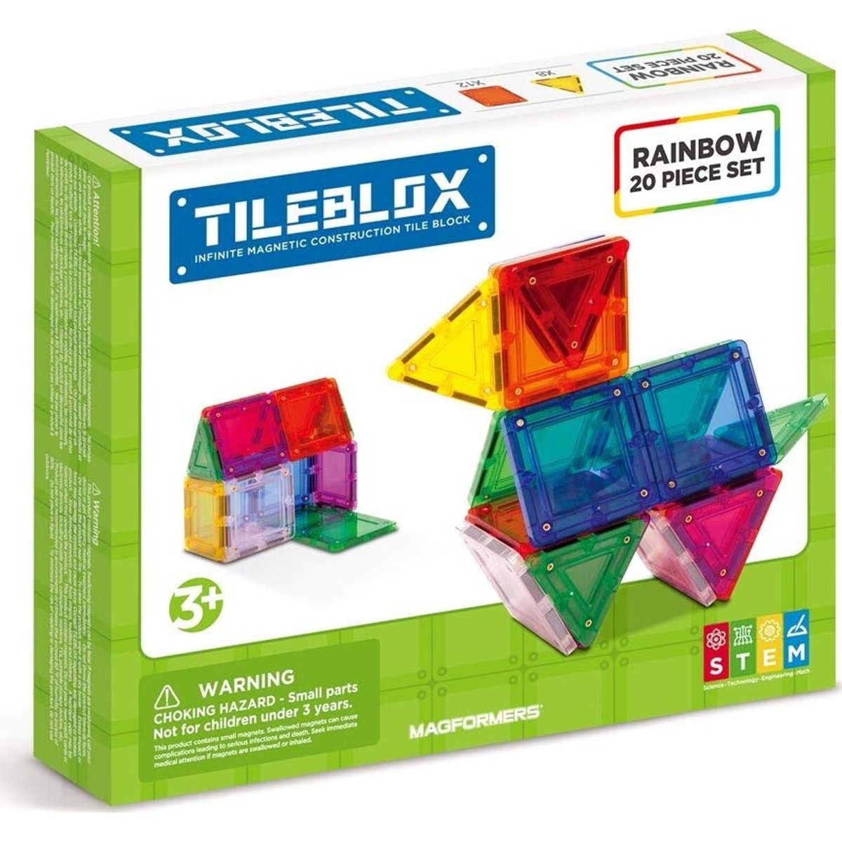 Tileblox Magformers - Regnbue Byggesæt - 20 Stk