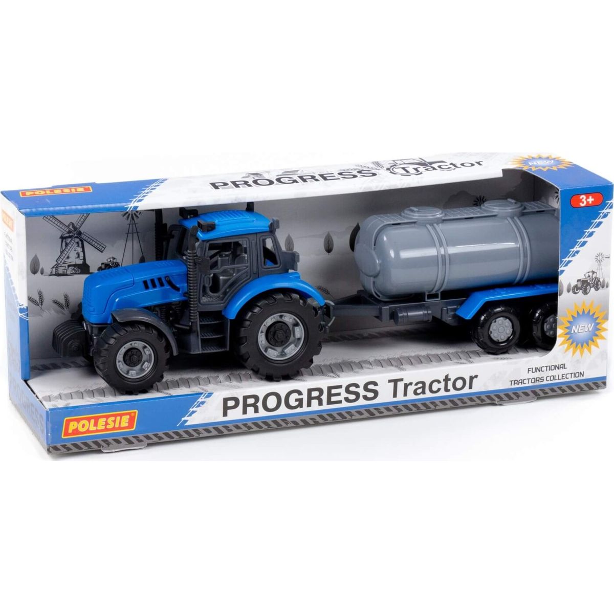 Legetøjs Traktor Med Vogn - Til Børn - Polesie - Blå - 37 Cm