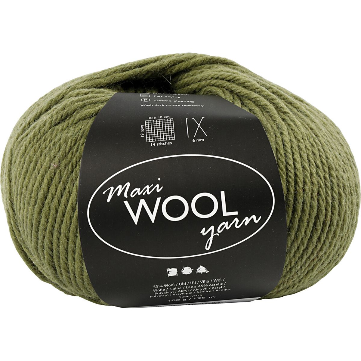 Uldgarn - Maxi Wool - L 125 M - Olivengrøn - 100 G