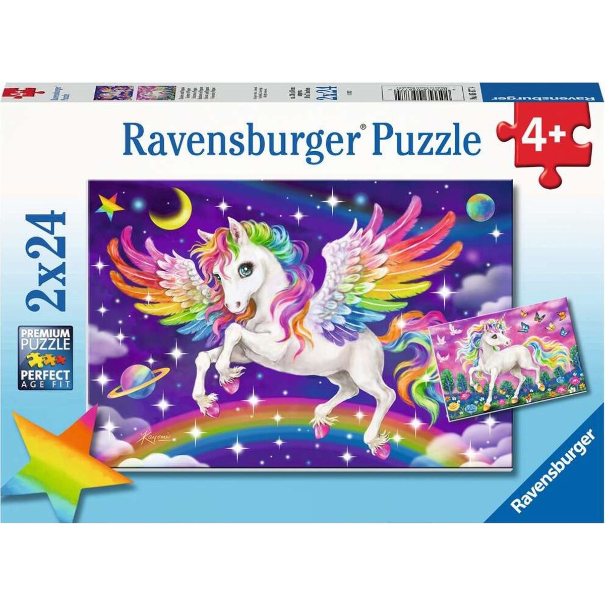 Ravensburger Puslespil - Enhjørning Og Pegasus - 2x24 Brikker