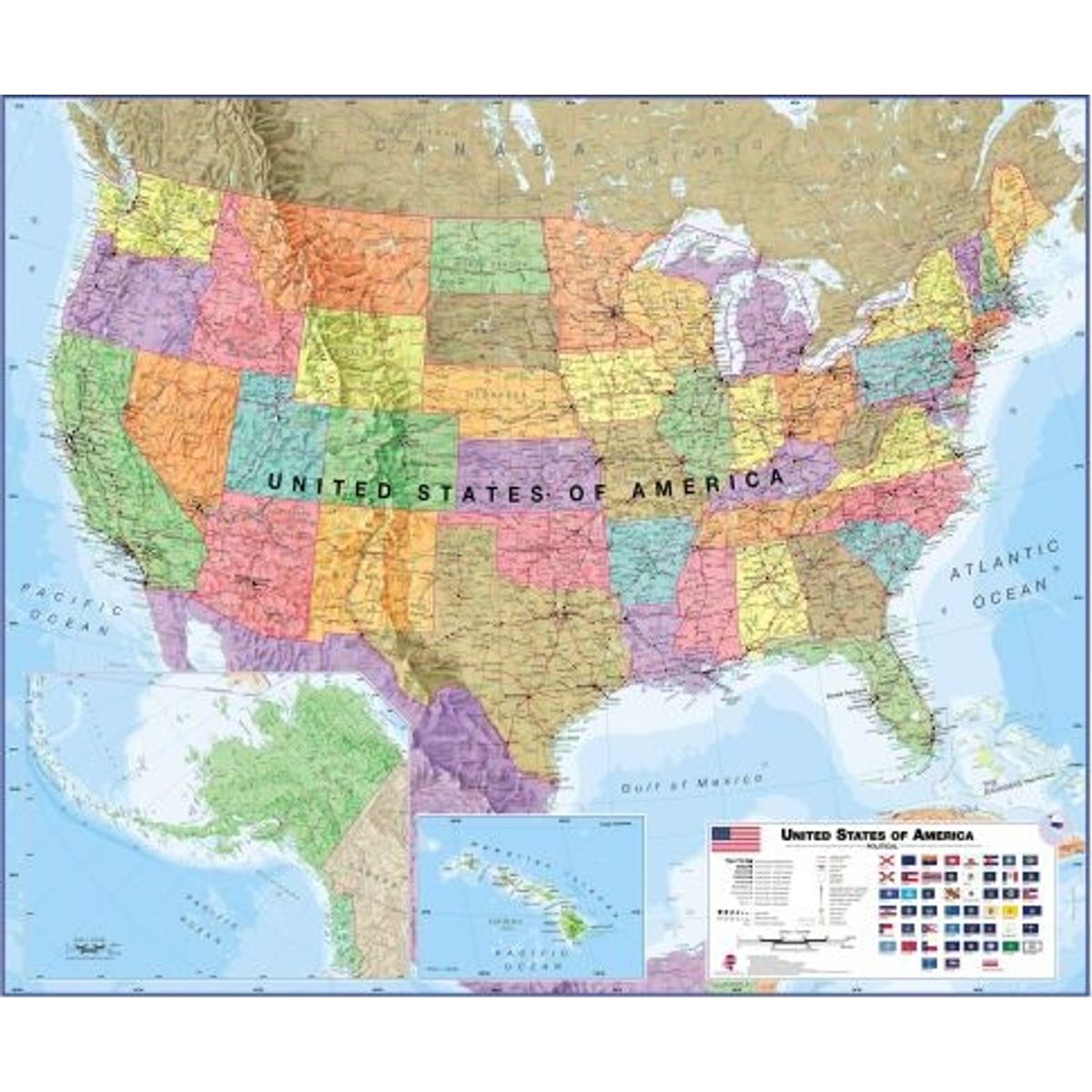 Usa Political Wall Map Laminated