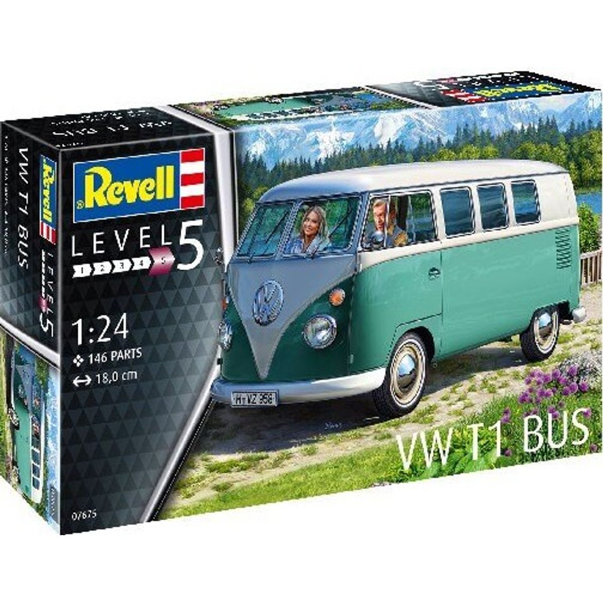 Revell - Vw T1 Samba Bus Bil Byggesæt - 1:24 - Level 5 - 07675