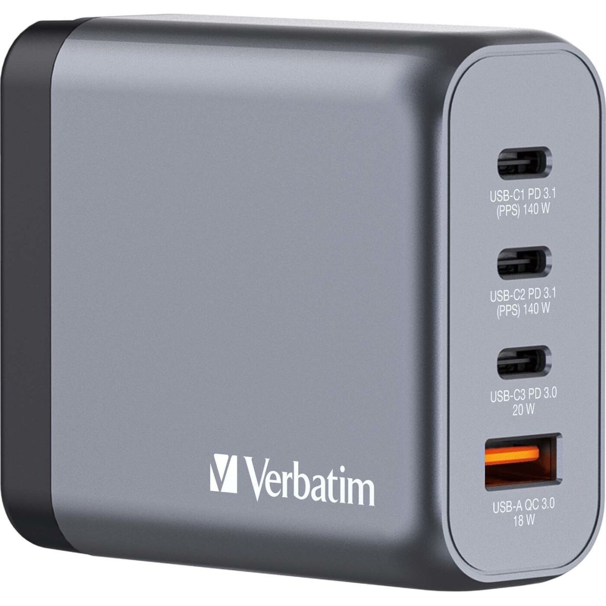 Verbatim - Gnc-140 Gan Charger 4 Port 140w Usb-a/usb-c