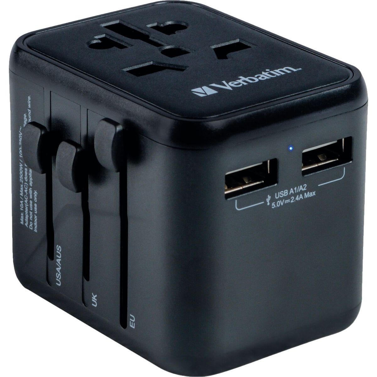 Verbatim - Universal Travel Adapter Uta-01 With 2xusb Charger