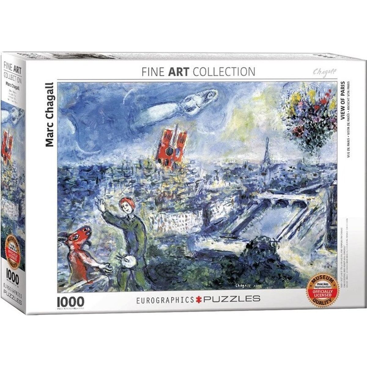 Eurographics Puslespil Med 1000 Brikker - Marc Chagall - Udsigt Over Paris