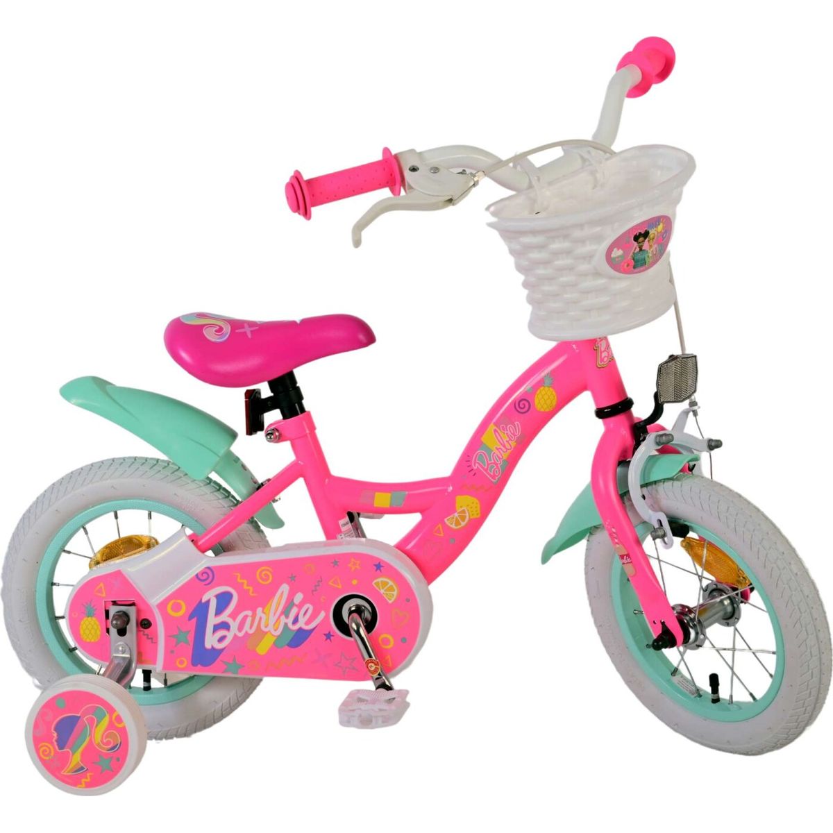 Barbie - Cykel Med Støttehjul Til Børn - 12'' - Pink - Volare