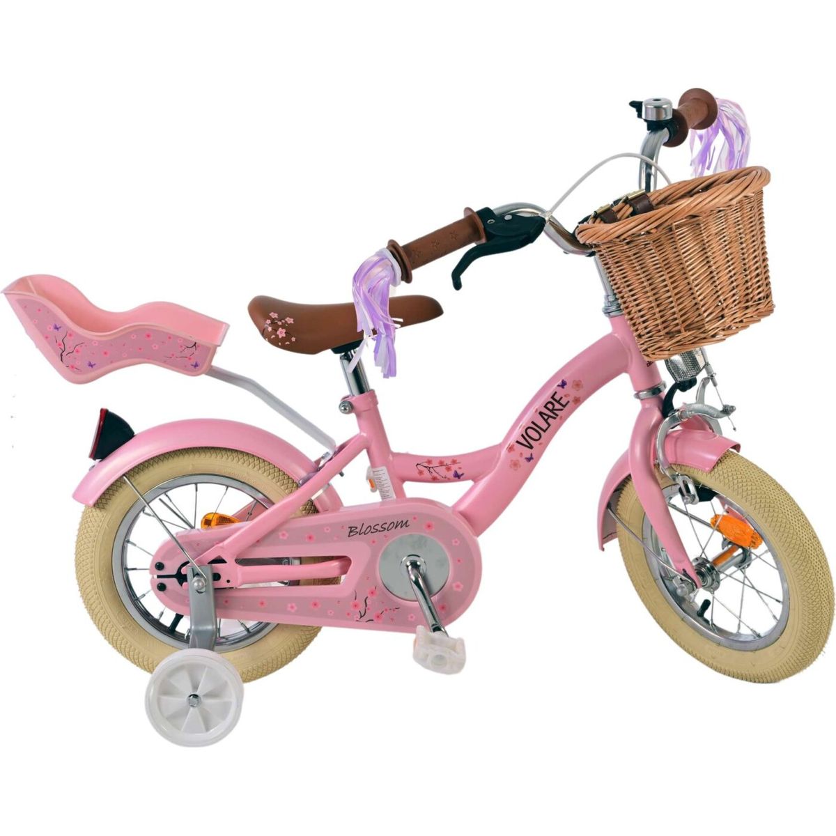 Volare - Børnecykel Med Støttehjul - 12'' Tommer - Blomster Pink