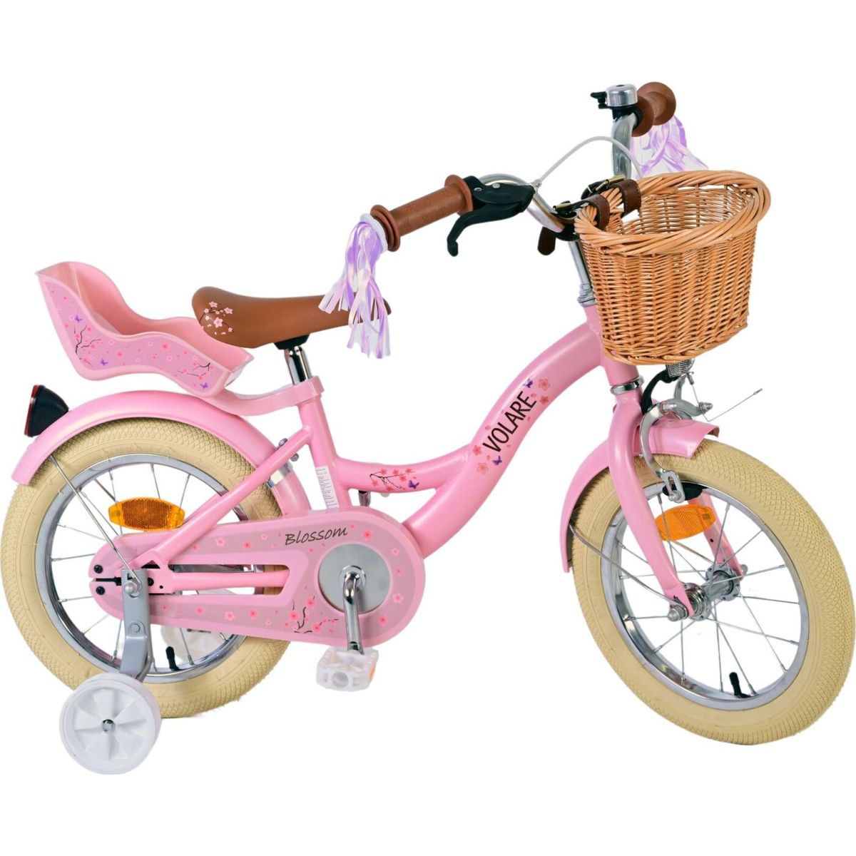 Volare - Børnecykel Med Støttehjul - 14'' Tommer - Blomster Pink