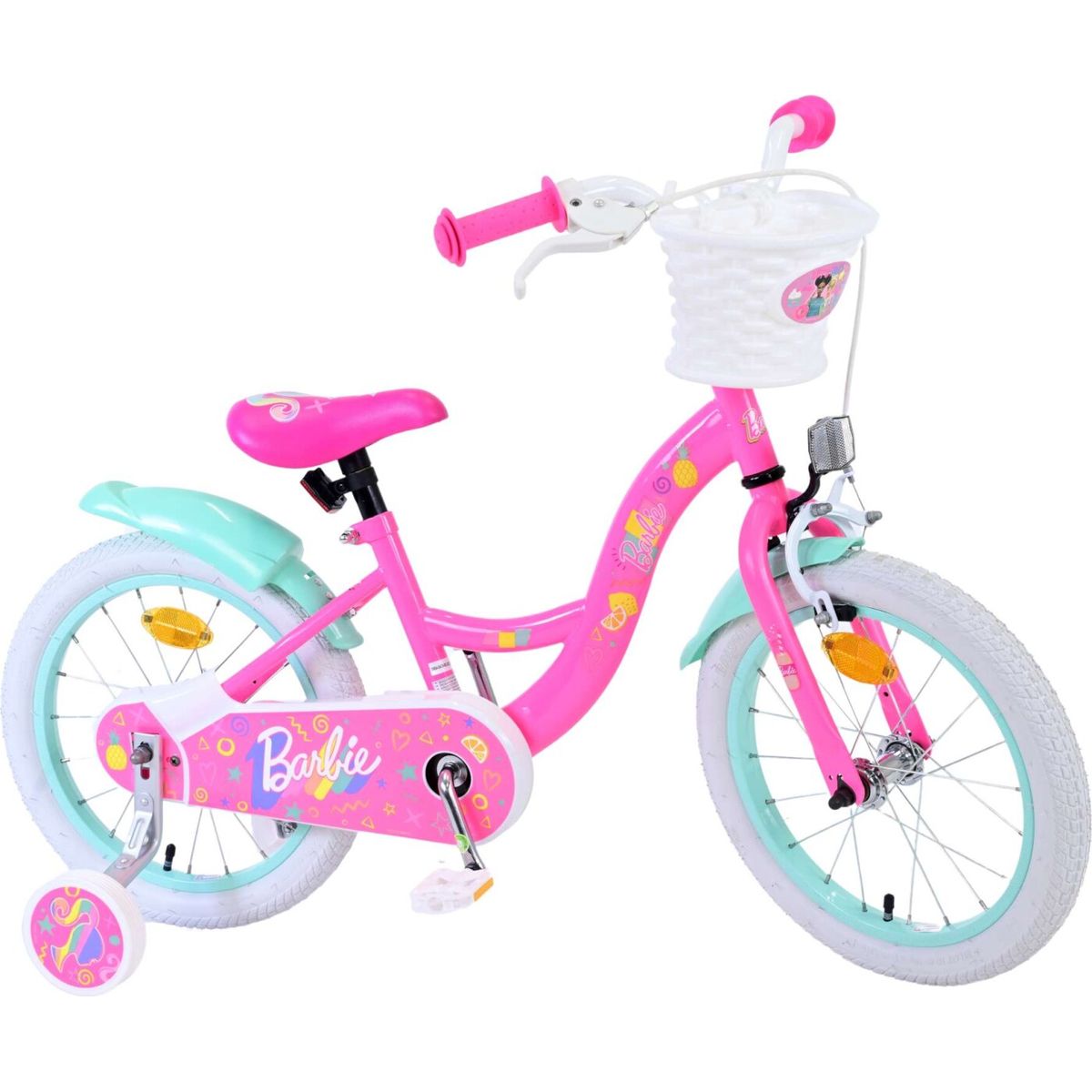 Barbie - Cykel Med Støttehjul Til Børn - 16" - Pink - Volare