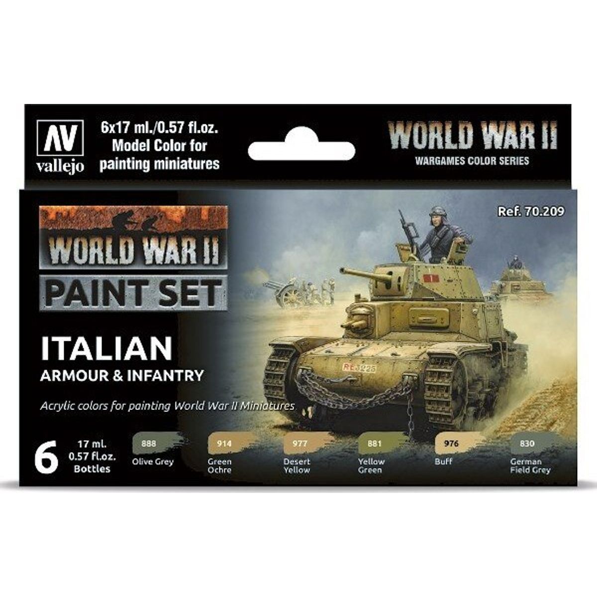 Vallejo - Wwii Paint Set - Italian Armour & Infantry 6x17ml - 70209